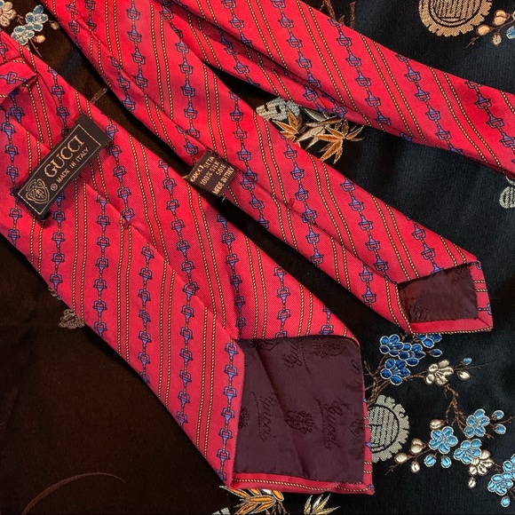 Vintage Gucci Primary Color Horse Bit Silk Tie - Picture 5 of 12